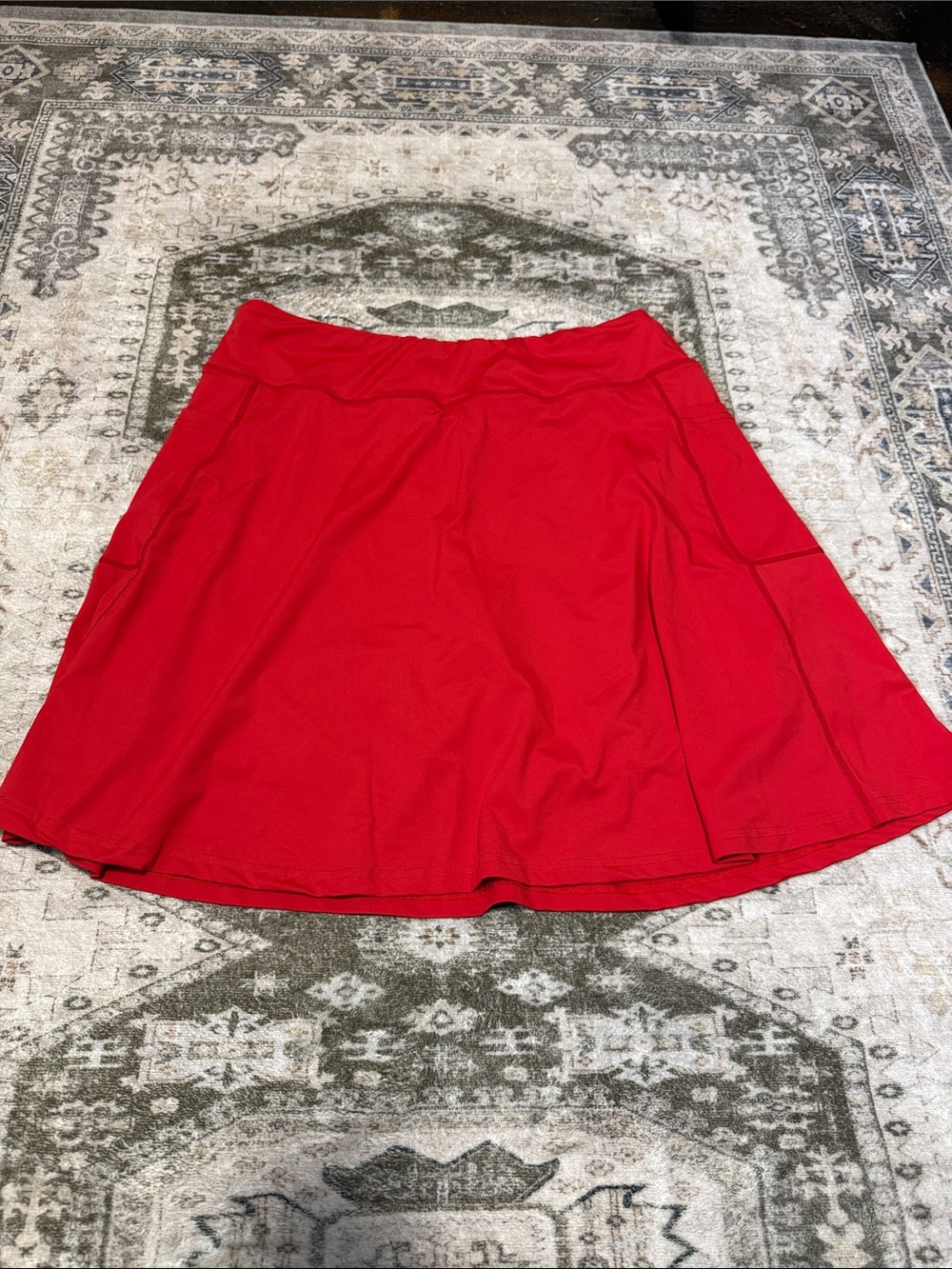 Red Athletic Mini Skirt with shorts & Pockets!